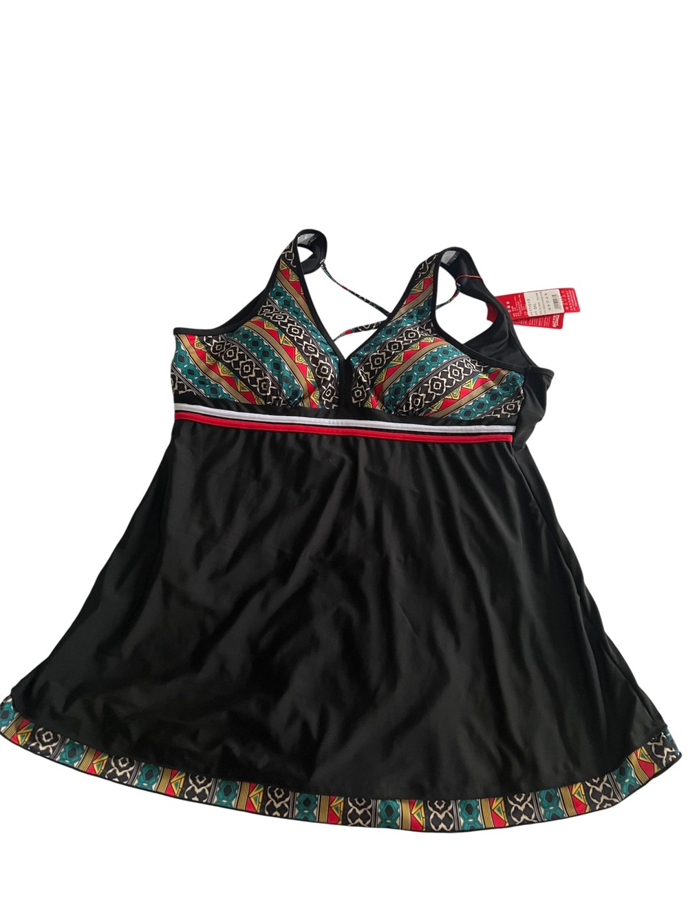 Qinniya Ethnic Tribal Print A-line Swim Dress Size 3X NEW